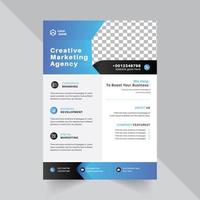 Flyer Design Template For Agency with blue color abstract gradient shape vector