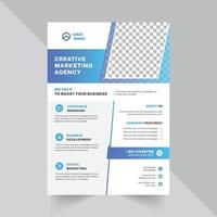 Marketing Ageny Flyer Design Template with blue shape gradient vector