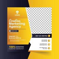 agencia de marketing digital publicación en redes sociales banner web agencia de marketing digital con degradado de forma amarilla vector