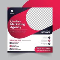 Digital marketing Agency social media post web banner with red shape vector