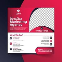 Digital marketing Agency social media post web banner with red shape vector