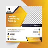 Digital marketing Agency social media post web banner with yellow shape vector