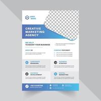 plantilla de diseño de volante de agencia de marketing con degradado de forma azul vector