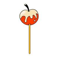 Apple in Caramel on a Stick Isolated Element vector