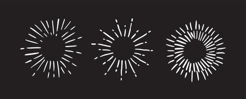 imágenes de rayos solares en estilo de dibujo a mano. vector