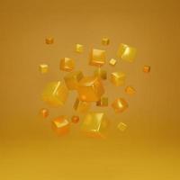 Abstract 3d background. 3d rendering with yellow cube. photo