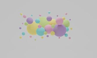 fondo 3d abstracto. Representación 3d con bolas de esfera de arco iris. foto