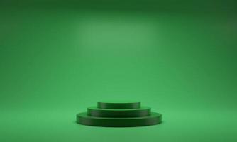 Abstract green background. 3d   rendering with podium. Minimal green scene. photo