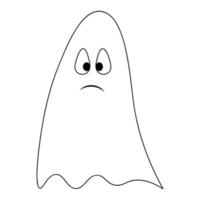 Ghost. Sketch. Surprised facial expression. Spirit with wide eyes in doodle style vector