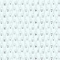 Ghosts. Spirit blue. Ghost with different grimaces seamless halloween pattern. vector