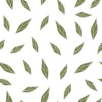 Green leaves botanical seamless pattern. Hand drawn botanical elements on white background vector