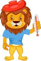 Sick lion, illustration, vector on white background.