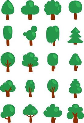 Green trees, illustration, vector on a white background.