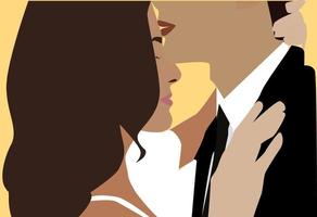 Couples kissing, illustration, vector on white background.