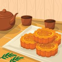 Chuseok Moon Cake Background vector