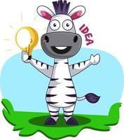 Zebra with idea, illustration, vector on white background.