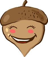 Cute acorn, illustration, vector on white background.