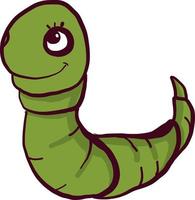 Green worm, illustration, vector on white background