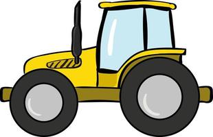 tractor amarillo, ilustración, vector sobre fondo blanco.