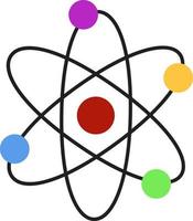 Atom, illustration, vector on white background.