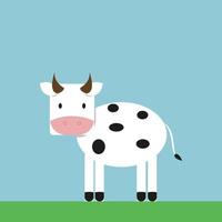 Vaca sobre hierba, ilustración, vector sobre fondo blanco.