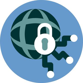 Globe with lock on it, illustration, vector on a white background.