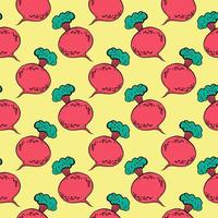 Dotted beet, seamless pattern on yellow background. vector