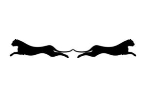 Silhouette of the Jumping Pair of the Wild Cat, Tiger, Leopard, Panther, Cheetah, Jaguar, Puma and Big Cat Family, for Logo, Pictogram, Website, or Graphic Design Element. Vector Illustration
