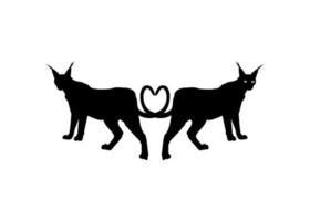 Pair of the Caracal Cat Silhouette for Logo, Pictogram, Website or Graphic Design Element. Vector Illustration