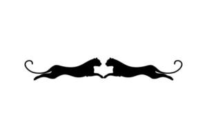 Silhouette of the Jumping Pair of the Wild Cat, Tiger, Leopard, Panther, Cheetah, Jaguar, Puma and Big Cat Family, for Logo, Pictogram, Website, or Graphic Design Element. Vector Illustration