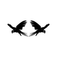 Flying Pair of the Macaw Bird Silhouette for Logo, Pictogram, Art Illustration, Website or Graphic Design Element. Vector Illustration