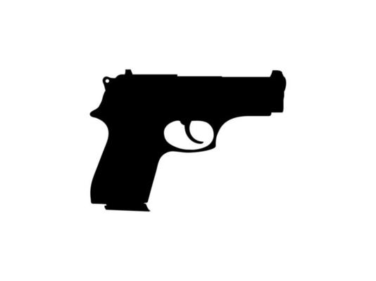 Silhouette of Pistol Gun for Logo, Pictogram, Art Illustration, Website or Graphic Design Element. Vector Illustration