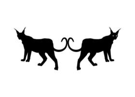 Pair of the Caracal Cat Silhouette for Logo, Pictogram, Website or Graphic Design Element. Vector Illustration