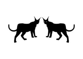 Pair of the Caracal Cat Silhouette for Logo, Pictogram, Website or Graphic Design Element. Vector Illustration