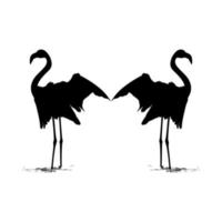 Pair of the Dancing Flamingo Silhouette for Icon, Symbol, Logo, Art Illustration, Pictogram, Website, or Graphic Design Element. Vector Illustration
