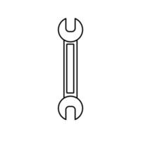 Construction black and white icon of a water open-end spanner designed to tighten and loosen nuts and bolts for repairs. Construction metalwork tool. Vector illustration