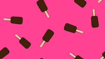 helado en un palo sobre un fondo rosa, patrón, ilustración vectorial. papel pintado para cafeterías y restaurantes. elegante decoración de comida rápida para niños. diseño de cafetería creativa con postres dulces vector