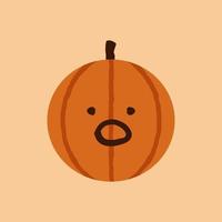 Cute Halloween Pumpkin Shocked Surprised Emoticon, Face With Open Mouth vector