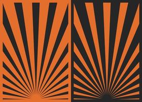 Set of 2 Black and Orange Retro Inspired Vertical Posters, Different Sunburst Christmas Background Templates. Paper Collage Backdrops. vector