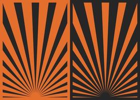 conjunto de 2 afiches verticales de inspiración retro en negro y naranja, diferentes plantillas de fondo de navidad con rayos de sol. fondos de collage de papel. vector