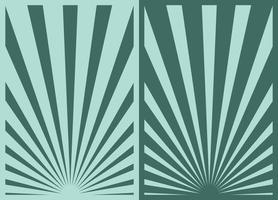 Set of 2 Green and Blue Retro Inspired Vertical Posters, Different Sunburst Christmas Background Templates. Paper Collage Backdrops. vector