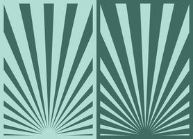 Set of 2 Green and Blue Retro Inspired Vertical Posters, Different Sunburst Christmas Background Templates. Paper Collage Backdrops. vector