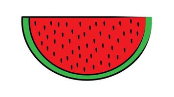 Watermelon fruit slice or cross section with seeds flat color art vector icon for apps and websites