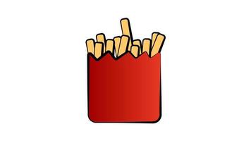 French fries cartoon clipart. French fries in a red carton paper box vector