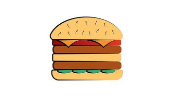 Ilustración de vector de hamburguesa. icono de diseño plano para cafés y restaurantes