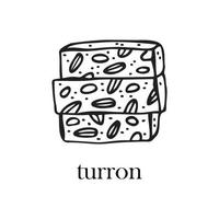 Vector illustration of the Christmas dish of South America - turron. Hand-drawn illustration.