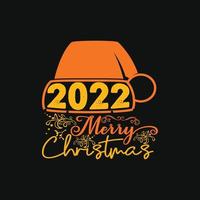 2022 plantilla de camiseta vectorial de feliz navidad. gráficos vectoriales, diseño de camisetas navideñas. se puede utilizar para imprimir tazas, diseños de pegatinas, tarjetas de felicitación, afiches, bolsos y camisetas. vector