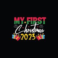 My first Christmas 2023 vector t-shirt template. Vector graphics, Christmas t-shirt design. Can be used for Print mugs, sticker designs, greeting cards, posters, bags, and t-shirts.