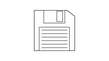 Old retro vintage hipster floppy disk for computer to store information, pc from 70s, 80s, 90s. Black and white icon. Vector illustration