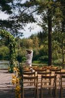 Ceremony area. Wedding arch. A significant summer day. photo